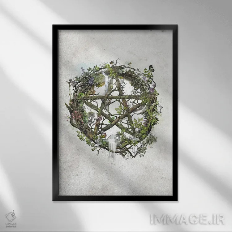 تابلو پنتاکل ویکا (نماد آیین ویکا) اثر برت بیگرز - نمای قابدار مشکی