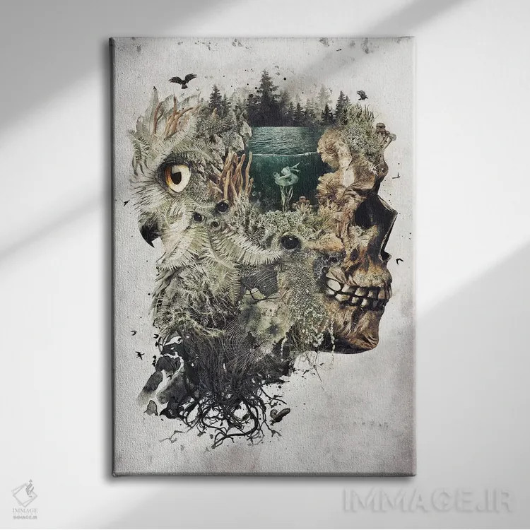 تابلو خیالپرداز دریاچه جنگلی اثر برت بیگرز - نمای روبهرو روی دیوار