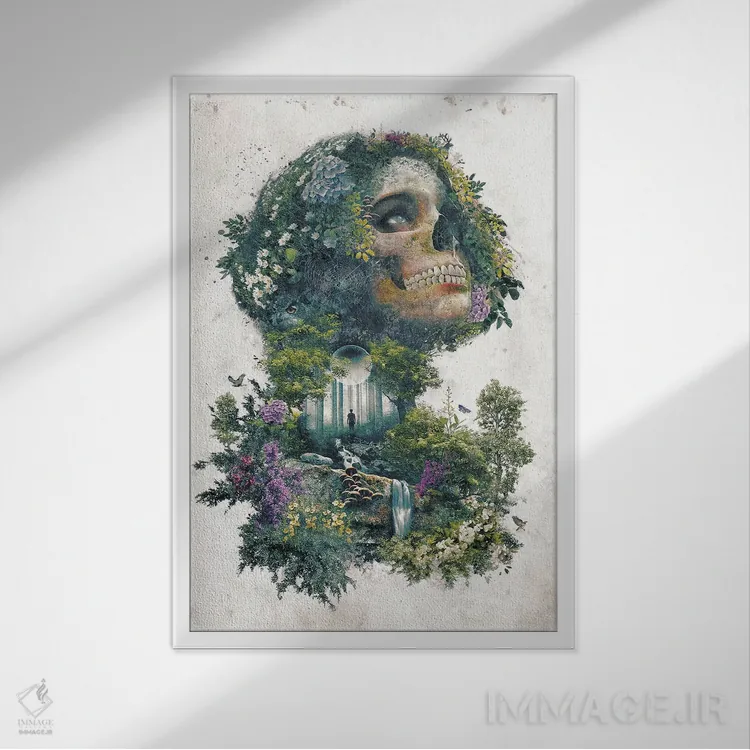 تابلو بین زندگی و مرگ اثر برت بیگرز - نمای قابدار سفید