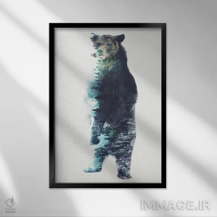 تابلو خرس مهآلود اثر برت بیگرز - نمای قابدار مشکی