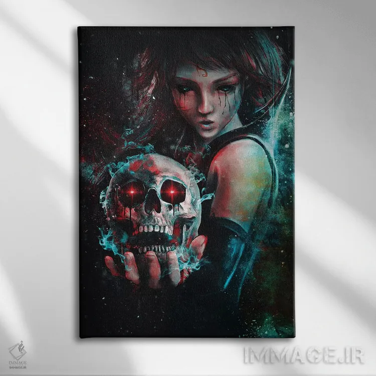 تابلو جادوگر جمجمهای اثر برت بیگرز - نمای روبهرو روی دیوار