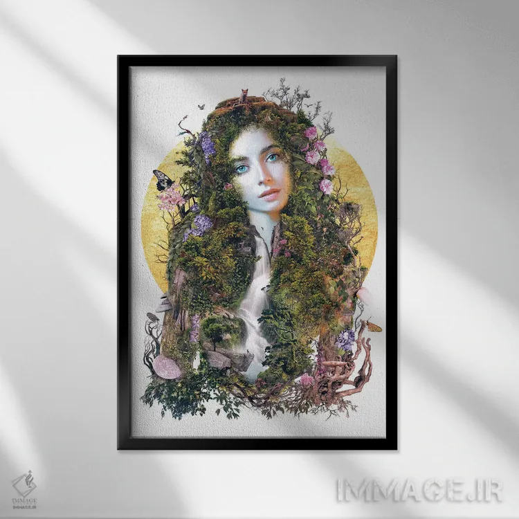 تابلو مادر گایا (الهه زمین) اثر برت بیگرز - نمای قابدار مشکی