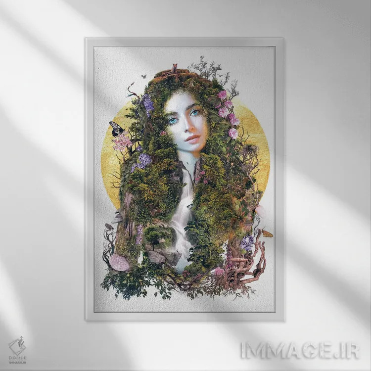 تابلو مادر گایا (الهه زمین) اثر برت بیگرز - نمای قابدار سفید
