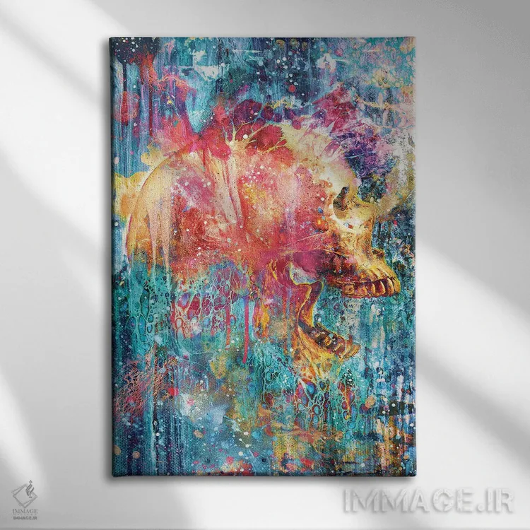 تابلو جمجمه پاشیده (هنری) اثر برت بیگرز - نمای روبهرو روی دیوار