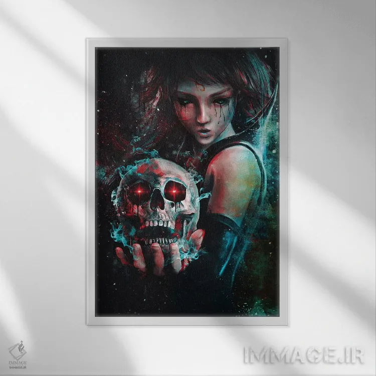 تابلو جادوگر جمجمهای اثر برت بیگرز - نمای قابدار سفید