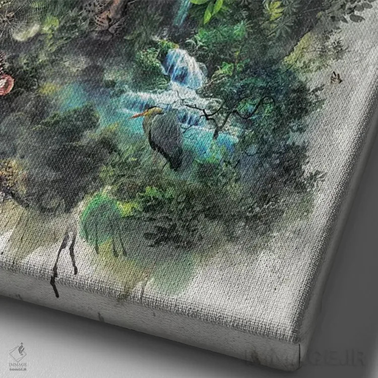 تابلو گوریل فراواقعی اثر برت بیگرز - نمای نزدیک بافت بوم