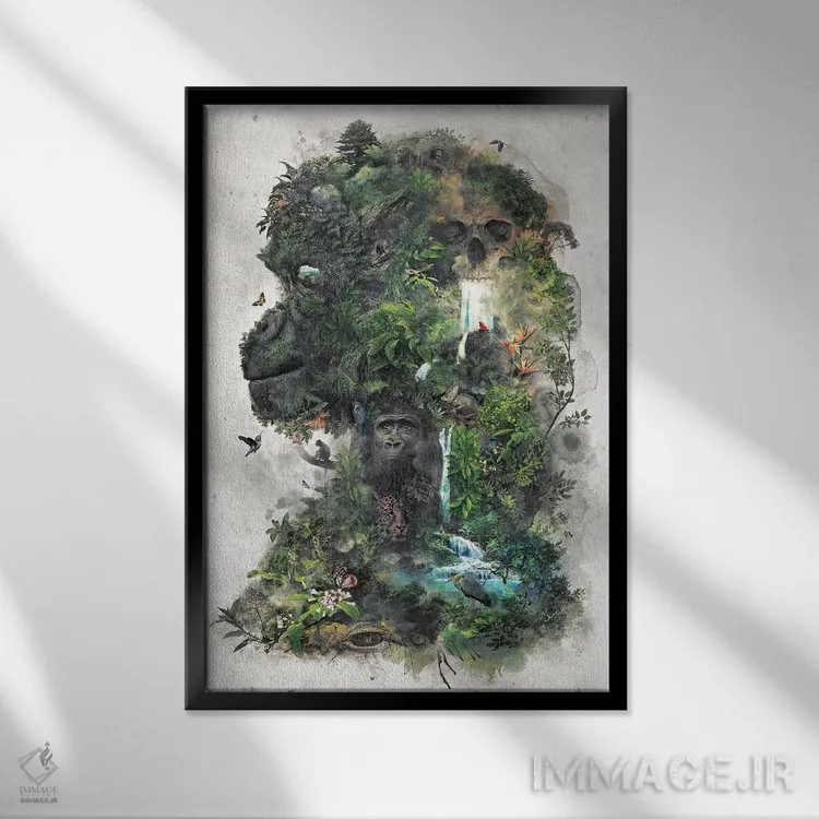 تابلو گوریل فراواقعی اثر برت بیگرز - نمای قابدار مشکی