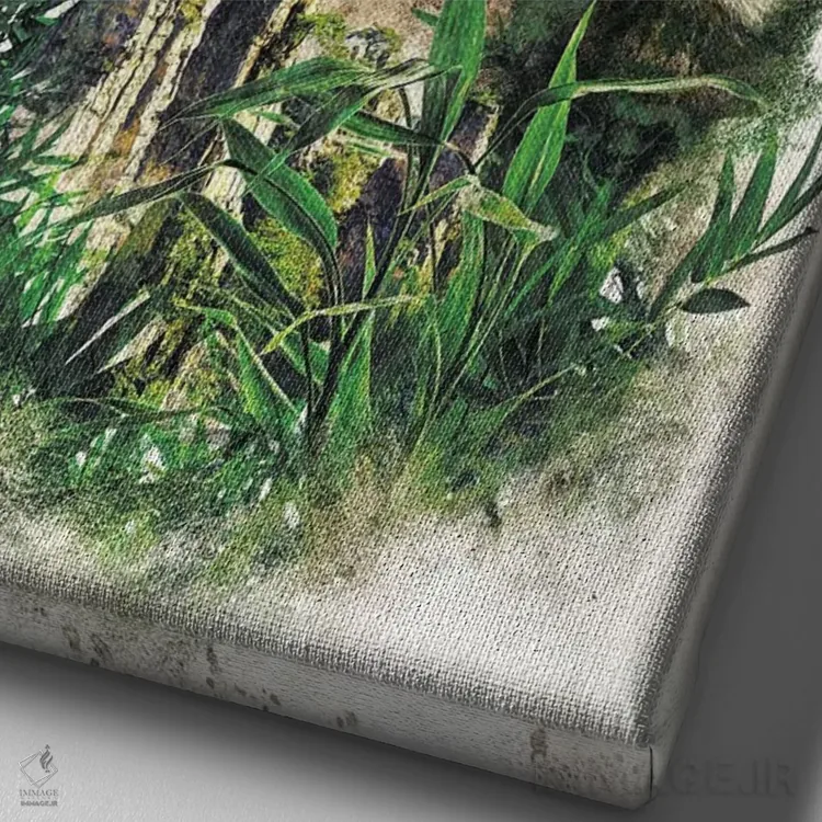 تابلو پاندای فراواقعی اثر برت بیگرز - نمای نزدیک بافت بوم