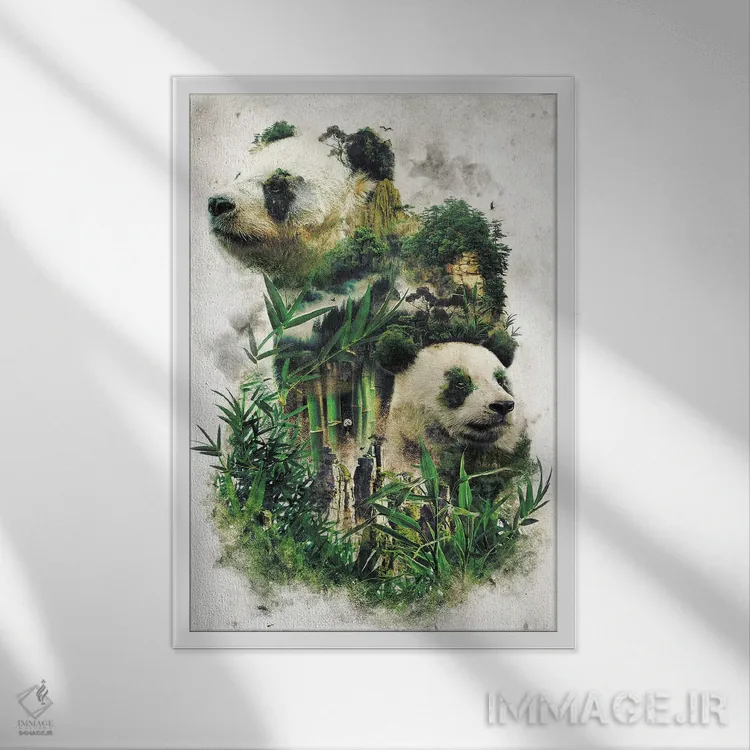 تابلو پاندای فراواقعی اثر برت بیگرز - نمای قابدار سفید