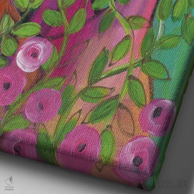 تابلو رفتن به جشن باغ اثر برندا بوش - نمای نزدیک بافت بوم