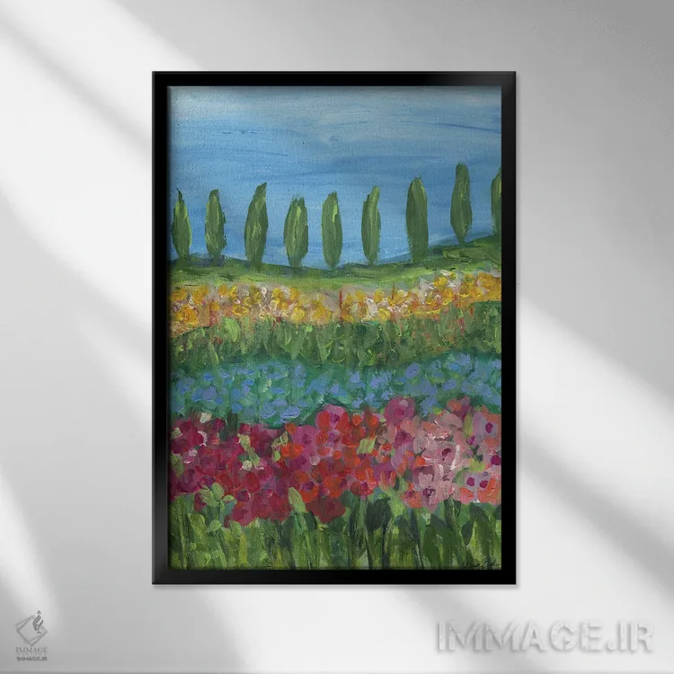 تابلو روزهای توسکانی (ایتالیا) اثر برندا بوش - نمای قابدار مشکی