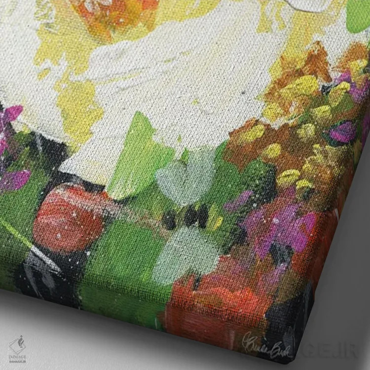 تابلو باغ وحشی شیرین اثر برندا بوش - نمای نزدیک بافت بوم