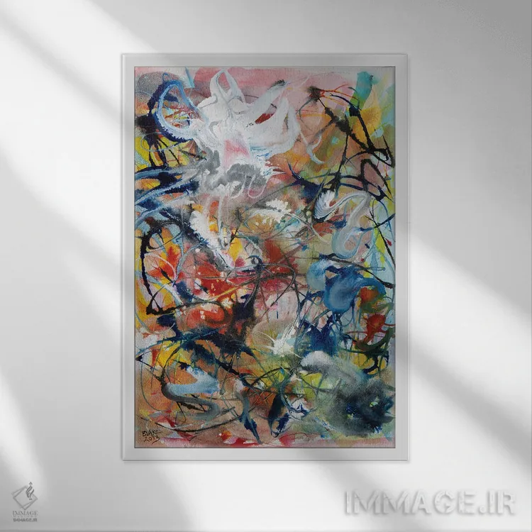 تابلو درهمتنیدگی ۷۰ (پادشاه گرد و غبارها) اثر بلیک براشر - نمای قابدار سفید