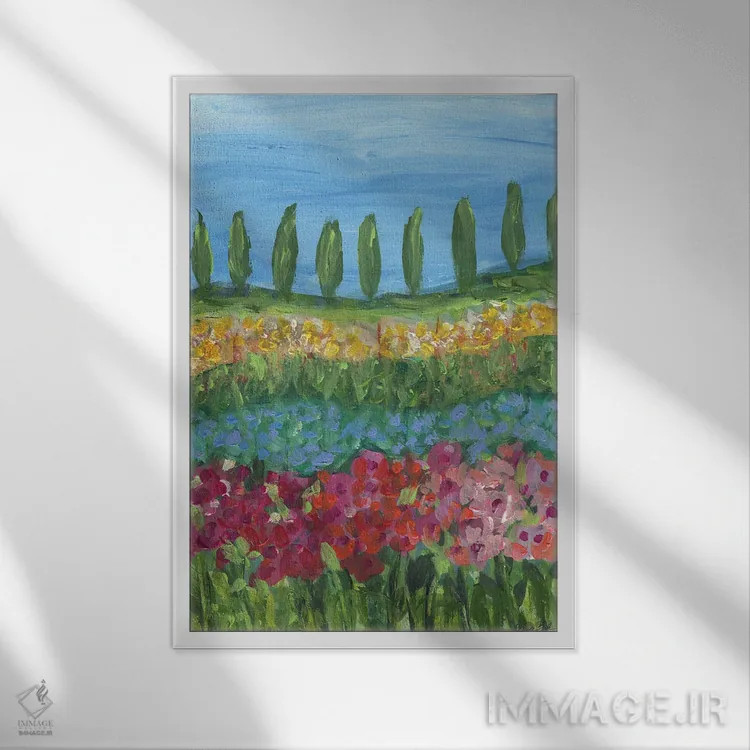 تابلو روزهای توسکانی (ایتالیا) اثر برندا بوش - نمای قابدار سفید