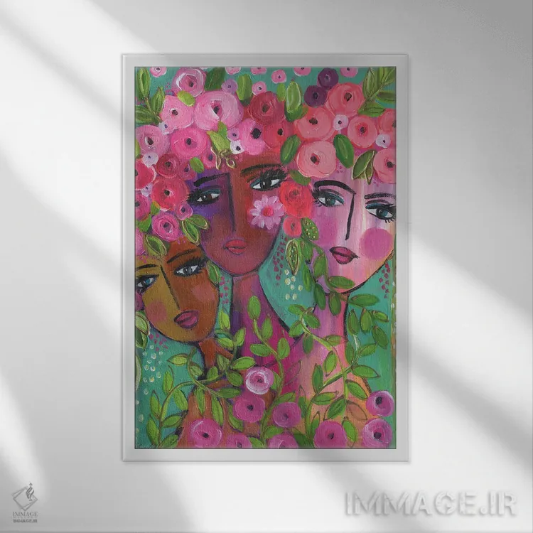 تابلو رفتن به جشن باغ اثر برندا بوش - نمای قابدار سفید