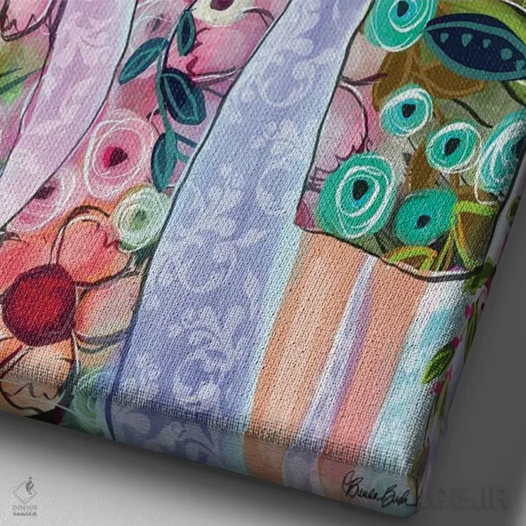 تابلو دختران پرزرقوبرق اثر برندا بوش - نمای نزدیک بافت بوم