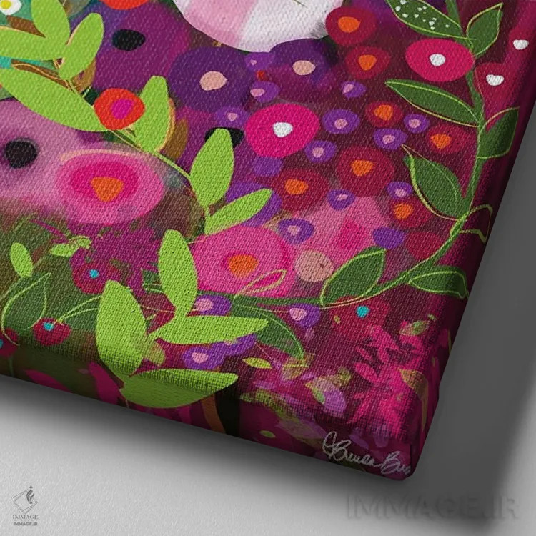 تابلو مرغ آبی خوشبختی اثر برندا بوش - نمای نزدیک بافت بوم