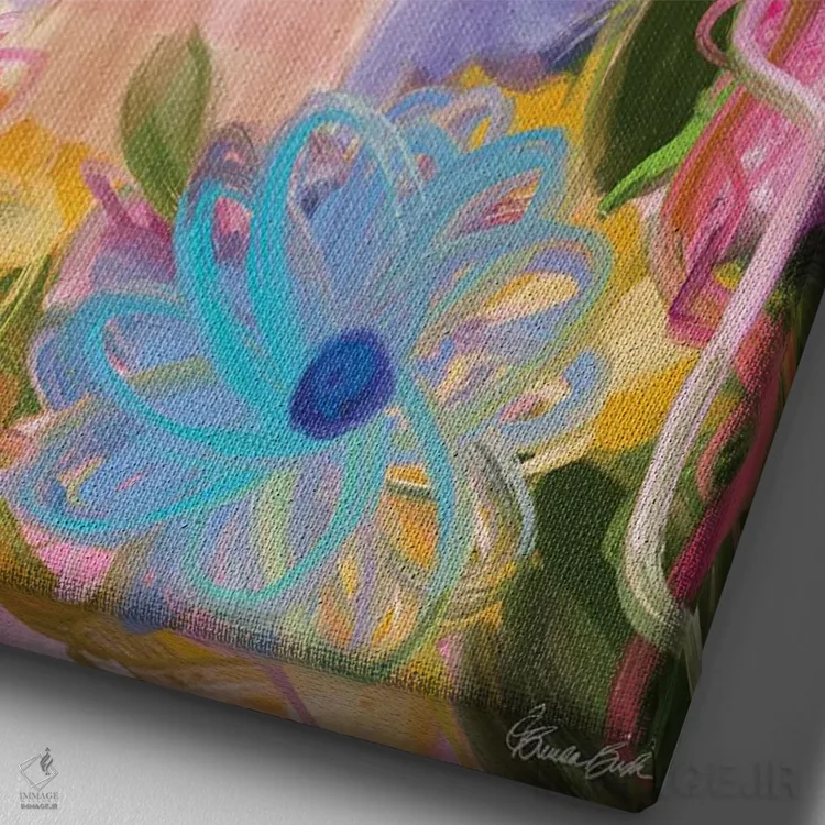 تابلو کلاه آبی اثر برندا بوش - نمای نزدیک بافت بوم