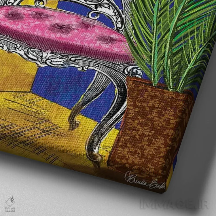 تابلو باشکوه اثر برندا بوش - نمای نزدیک بافت بوم