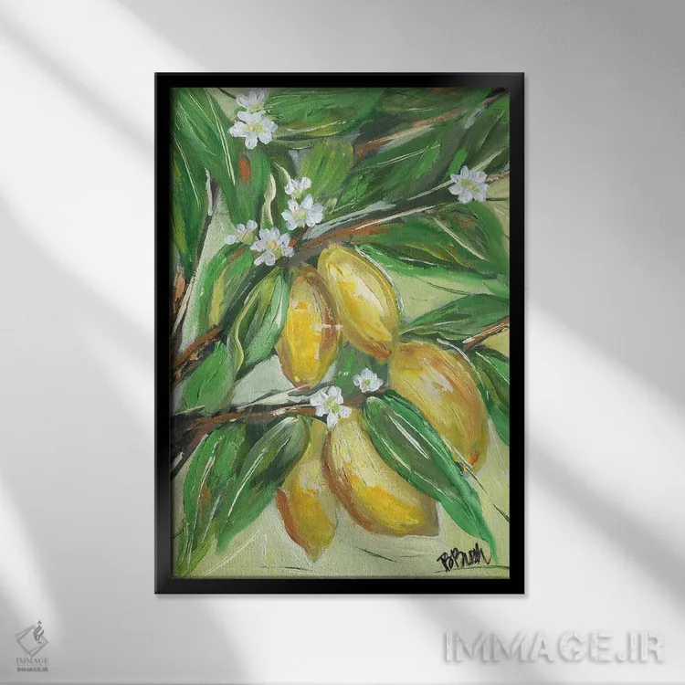 تابلو عاشق لیموها اثر برندا بوش - نمای قابدار مشکی