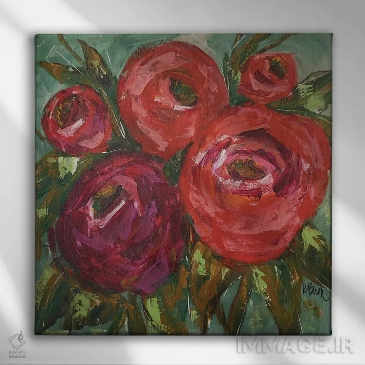 تابلو رانانکول (نوعی گل) اثر برندا بوش - نمای روبهرو روی دیوار