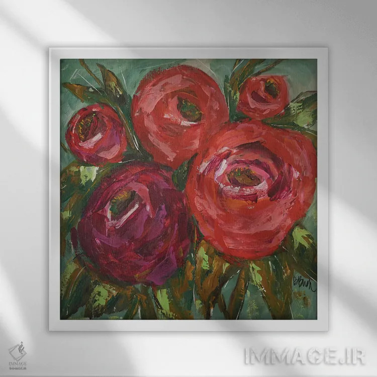 تابلو رانانکول (نوعی گل) اثر برندا بوش - نمای قابدار سفید