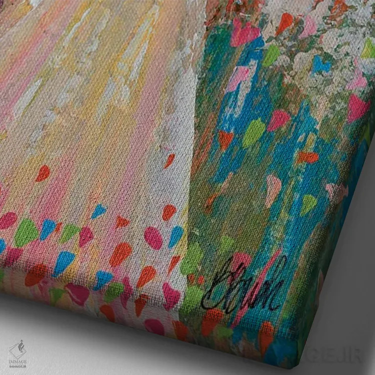 تابلو بهشت جشن گرفته است اثر برندا بوش - نمای نزدیک بافت بوم