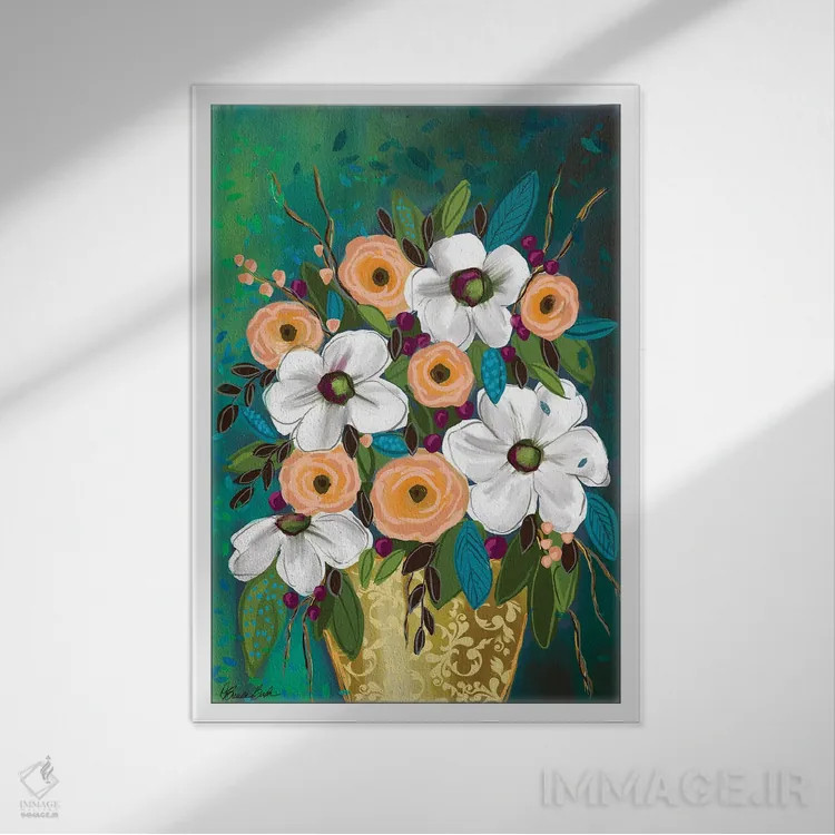 تابلو مگنولیای شیرین اثر برندا بوش - نمای قابدار سفید