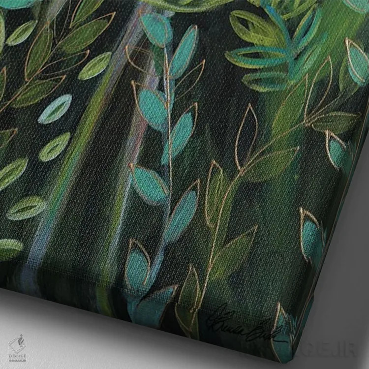 تابلو میخواهم گرمسیری شوم اثر برندا بوش - نمای نزدیک بافت بوم