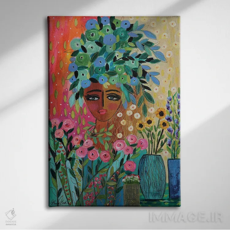 تابلو الهه سبز اثر برندا بوش - نمای روبهرو روی دیوار