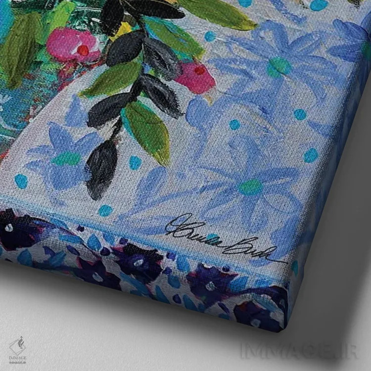 تابلو رومیزی چینی (سبک دکوراسیون) اثر برندا بوش - نمای نزدیک بافت بوم