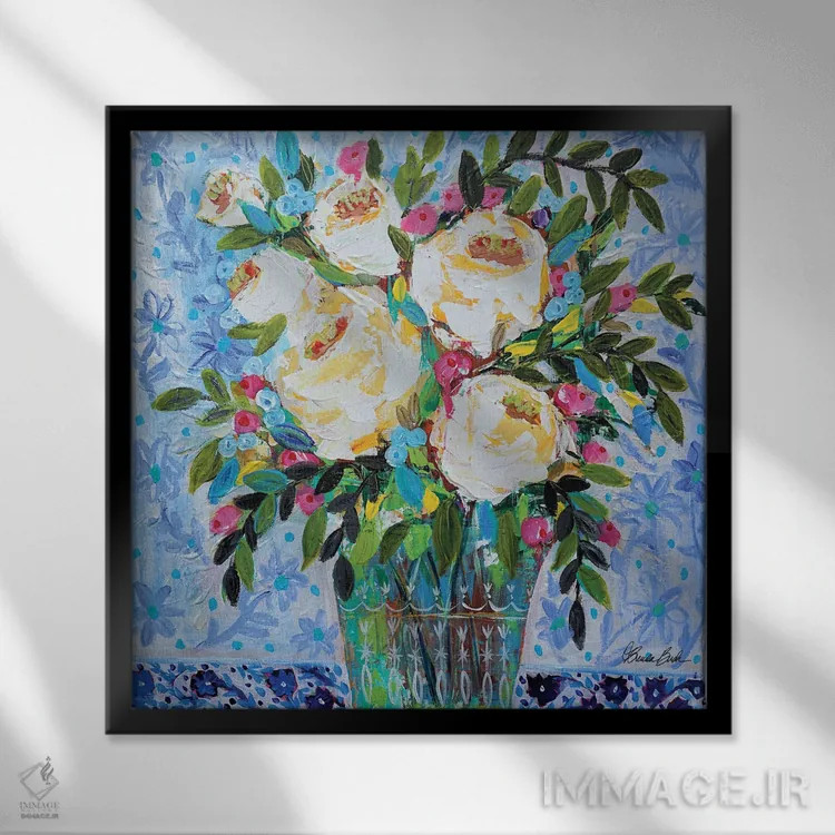 تابلو رومیزی چینی (سبک دکوراسیون) اثر برندا بوش - نمای قابدار مشکی