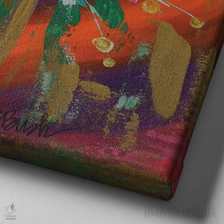 تابلو دستهگل بوهمی اثر برندا بوش - نمای نزدیک بافت بوم