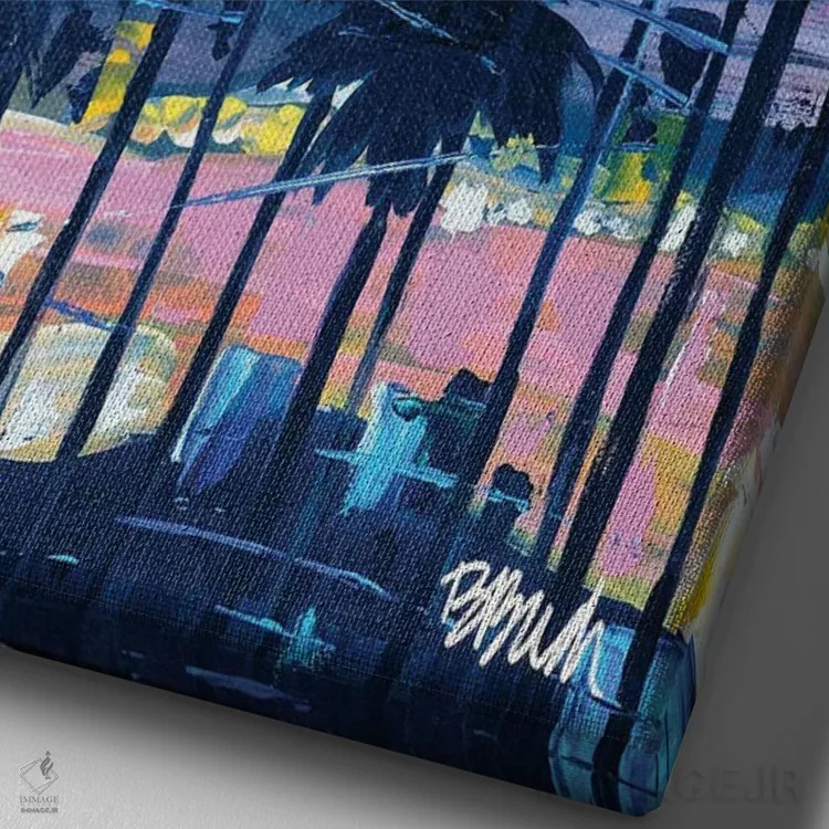 تابلو نمای لسآنجلس از دید دایان اثر برندا بوش - نمای نزدیک بافت بوم