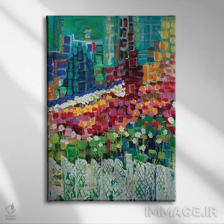 تابلو گلها در شهر اثر برندا بوش - نمای روبهرو روی دیوار