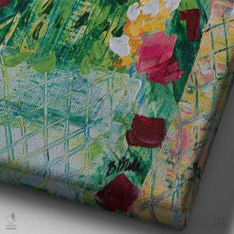 تابلو بالکن شهری اثر برندا بوش - نمای نزدیک بافت بوم