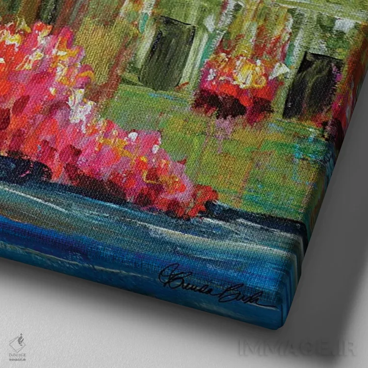 تابلو بهشت کامل اثر برندا بوش - نمای نزدیک بافت بوم