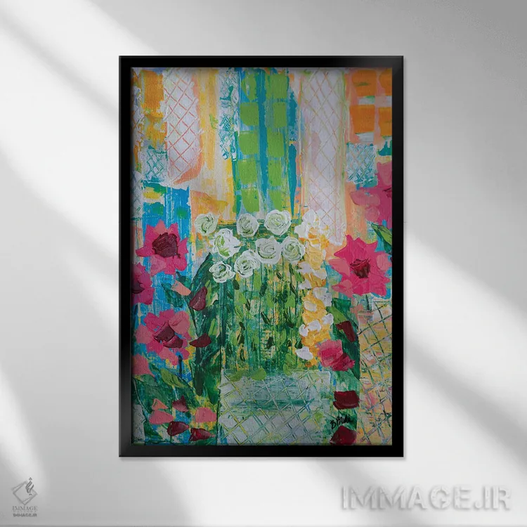 تابلو بالکن شهری اثر برندا بوش - نمای قابدار مشکی