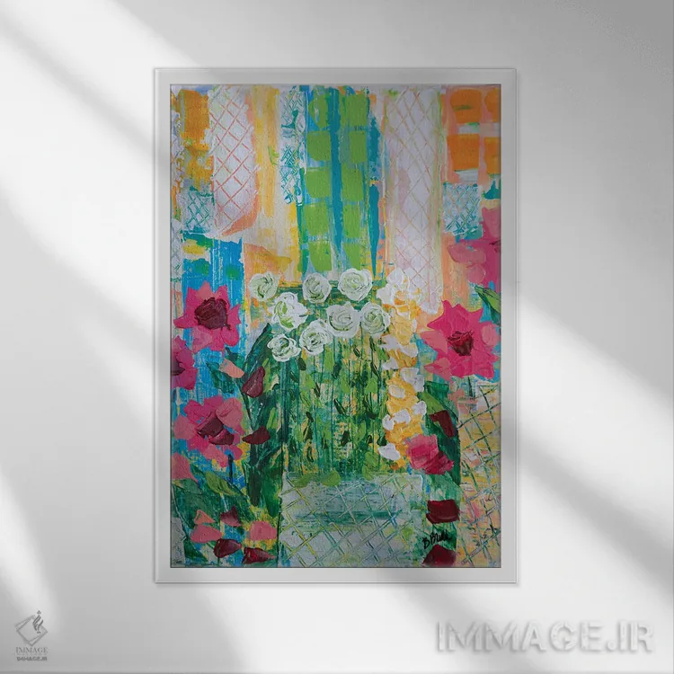 تابلو بالکن شهری اثر برندا بوش - نمای قابدار سفید