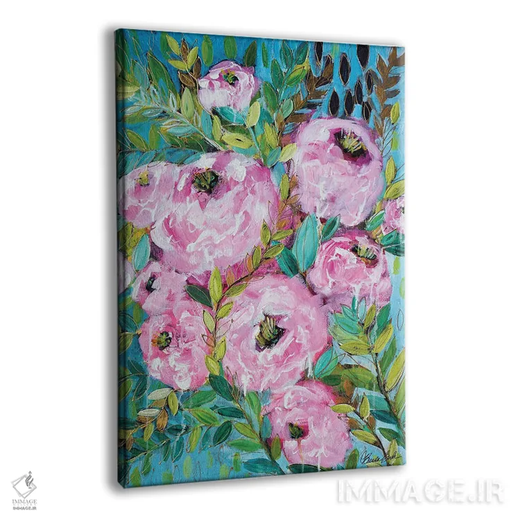 تابلو گل صدتومانی صورتی اثر برندا بوش - نمای پرسپکتیو محصول