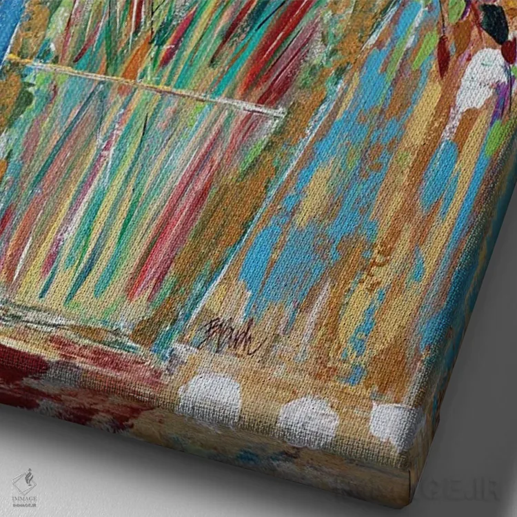 تابلو دستهگل تازه اثر برندا بوش - نمای نزدیک بافت بوم