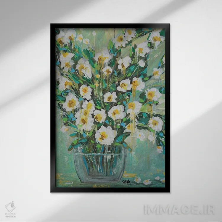 تابلو او مرا دوست دارد اثر برندا بوش - نمای قابدار مشکی