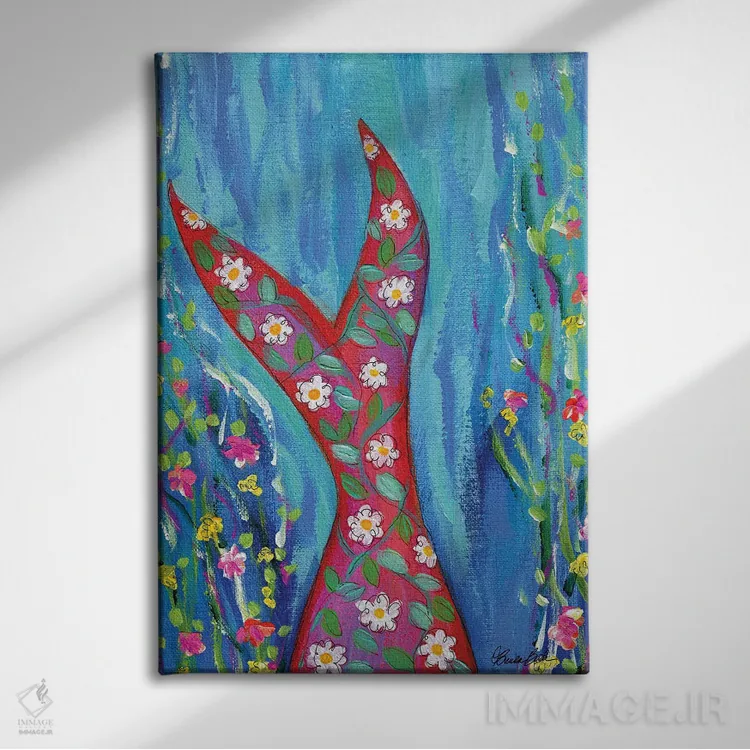 تابلو بیایید پری دریایی باشیم اثر برندا بوش - نمای روبهرو روی دیوار