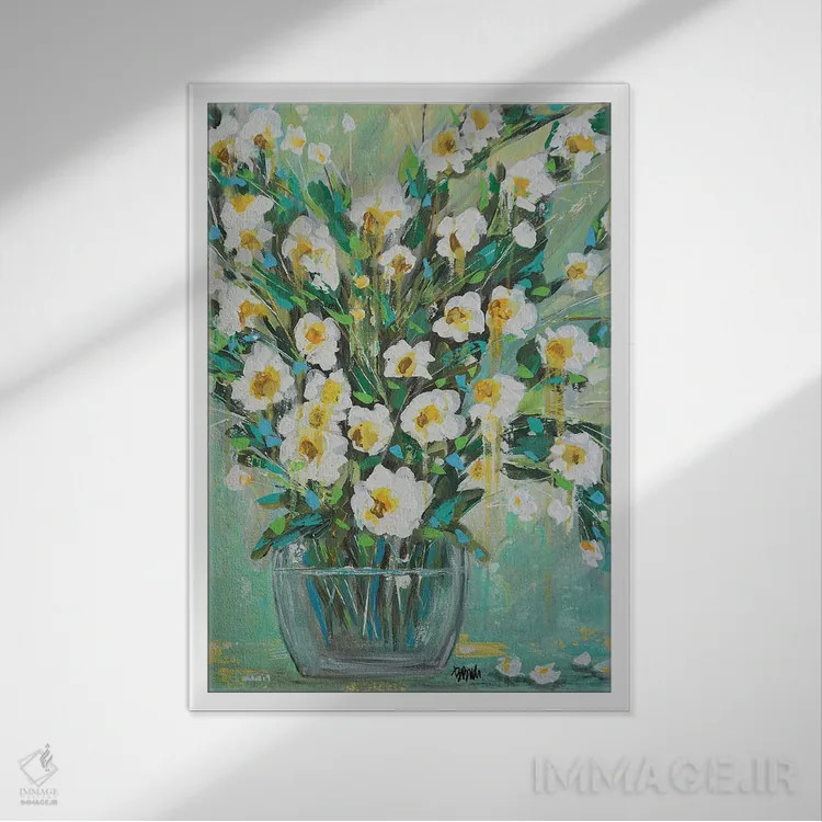 تابلو او مرا دوست دارد اثر برندا بوش - نمای قابدار سفید