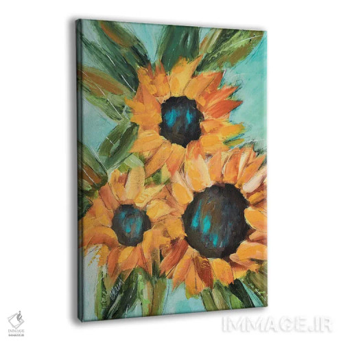 تابلو سهتایی گل آفتابگردان اثر برندا بوش - نمای پرسپکتیو محصول