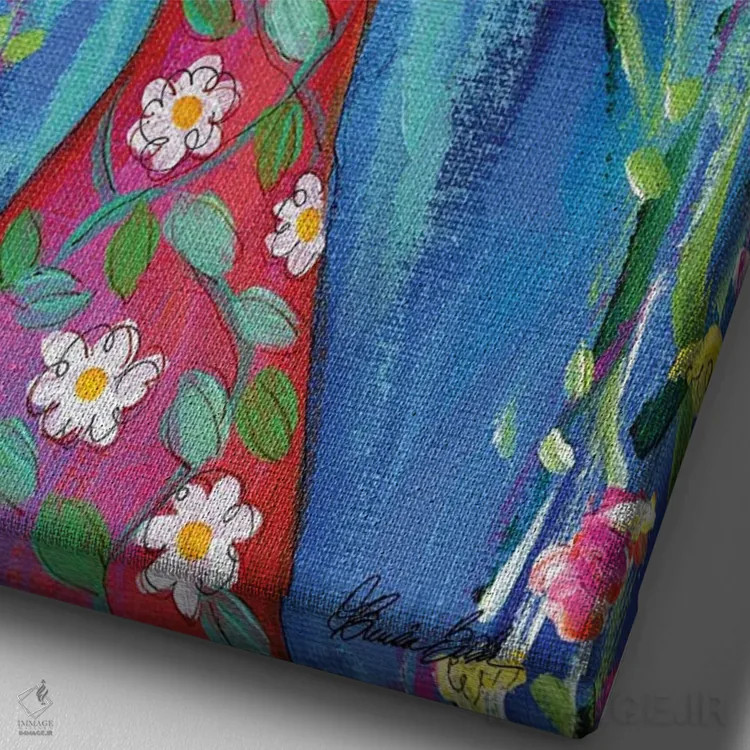 تابلو بیایید پری دریایی باشیم اثر برندا بوش - نمای نزدیک بافت بوم