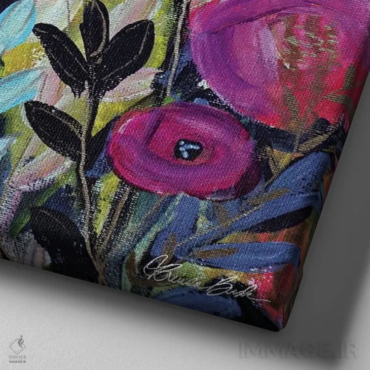 تابلو باغ درخشان اثر برندا بوش - نمای نزدیک بافت بوم