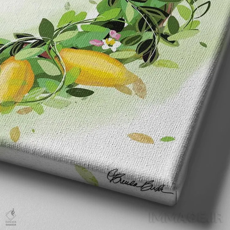 تابلو حلقهٔ لیمو اثر برندا بوش - نمای نزدیک بافت بوم