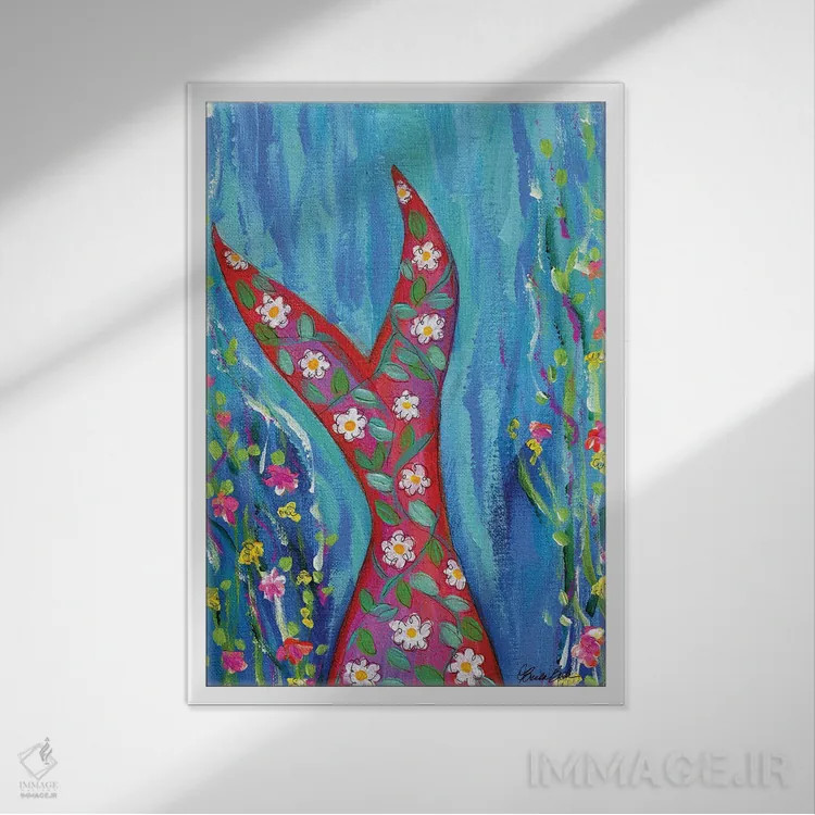 تابلو بیایید پری دریایی باشیم اثر برندا بوش - نمای قابدار سفید