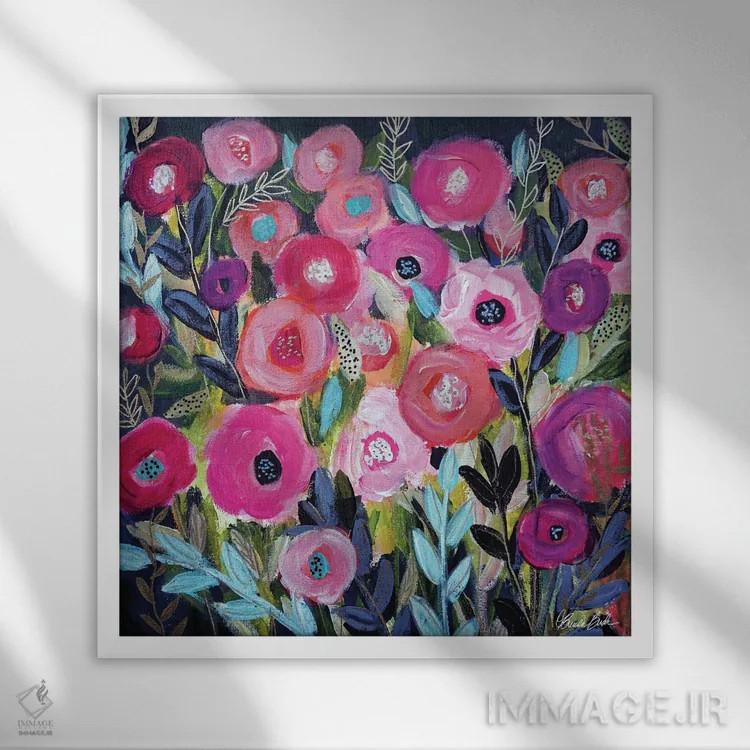 تابلو باغ درخشان اثر برندا بوش - نمای قابدار سفید